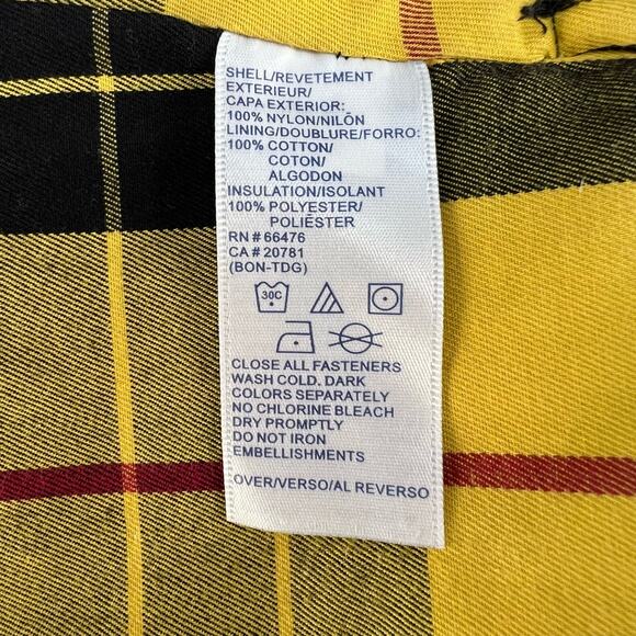 VTG Tommy Hilfiger Quilted Vest Women"s Size XL Black With Yellow Plaid Lining - Picture 11 of 13